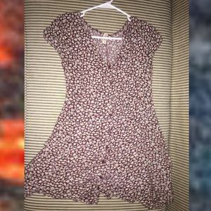 Red floral button dress